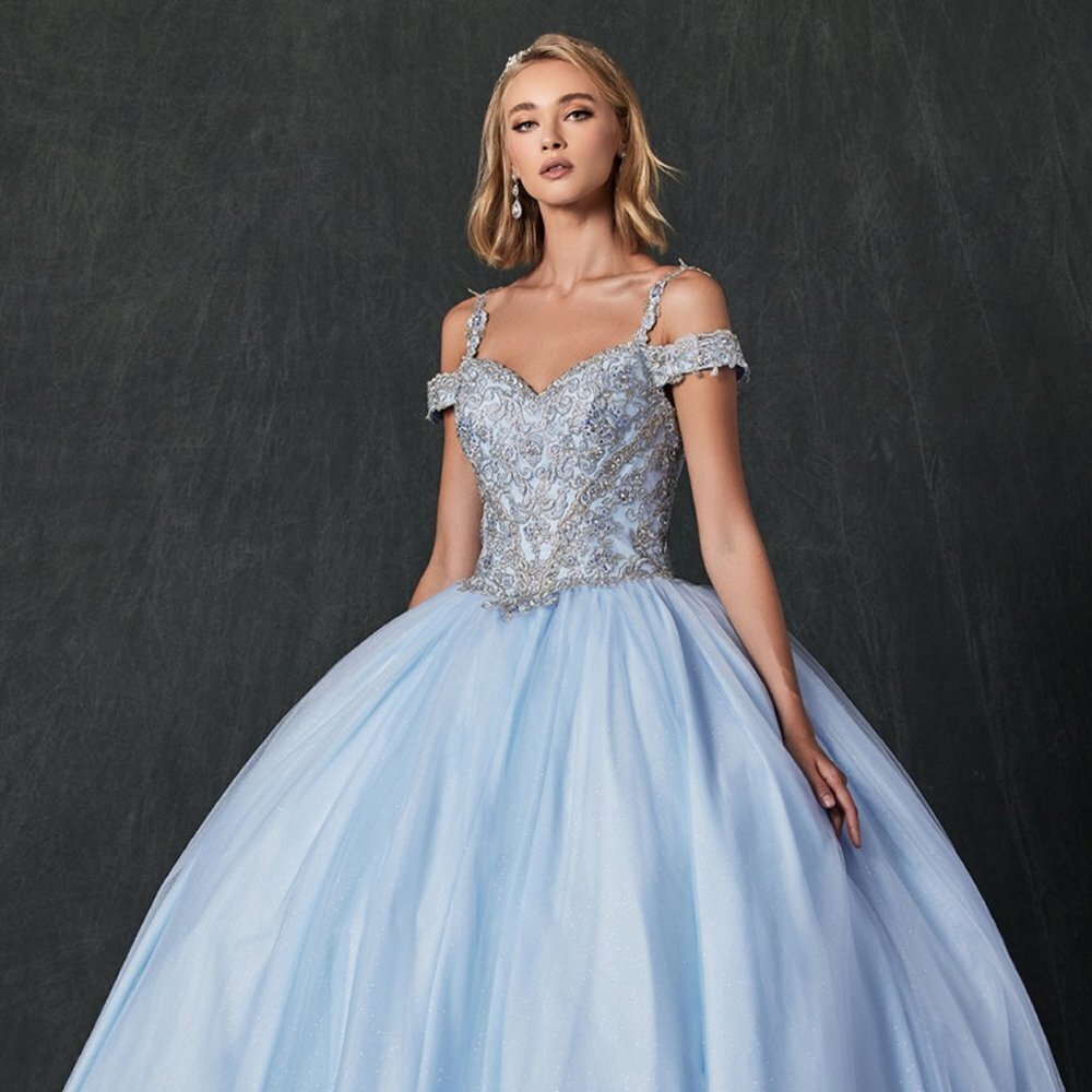 NEW LONG SLEEVELESS CUT-AWAY SHOULDER BALL GOWN EMBROIDERED WITH LACE JT 1430